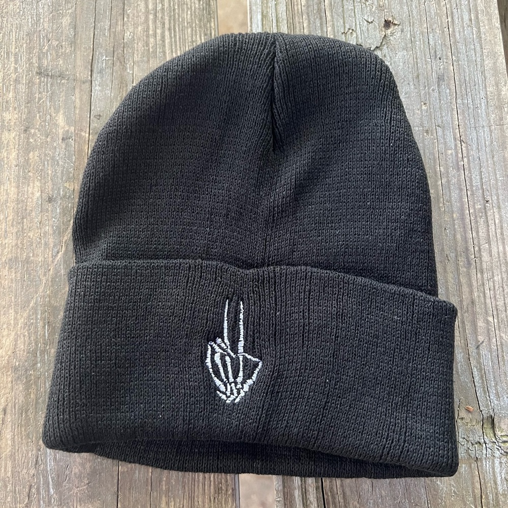 skeleton peace beanie